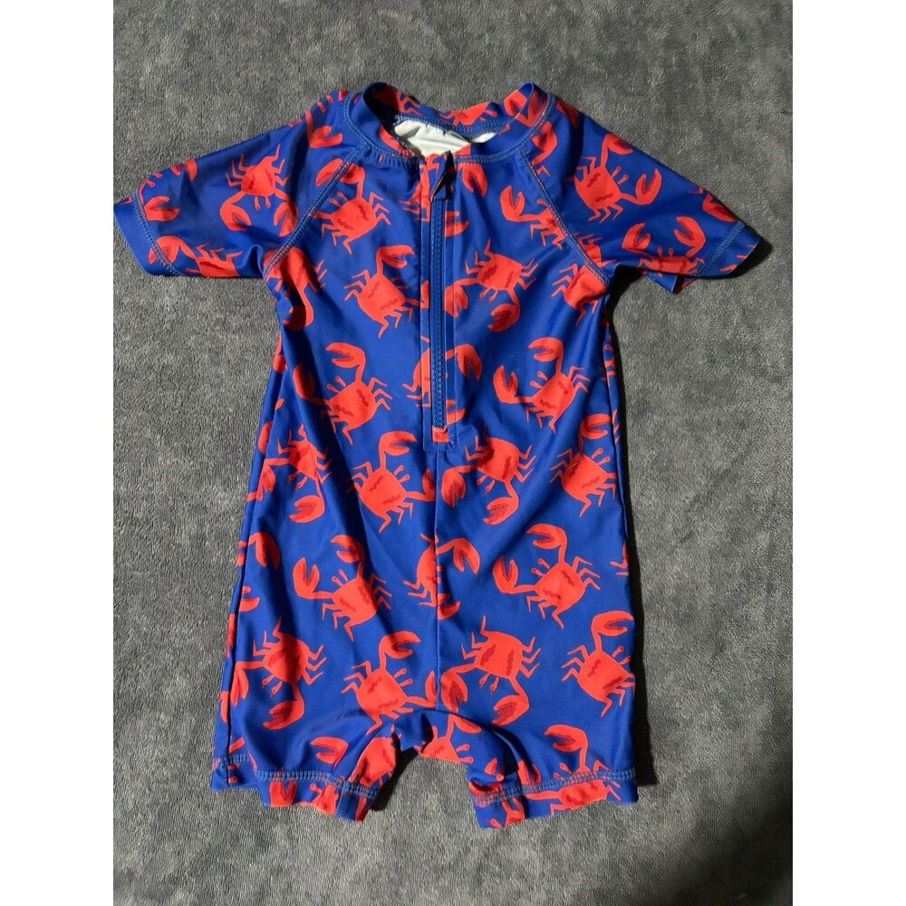 Old navy boys size 12 to 18 months one piece rashguard swim suit blue crabs